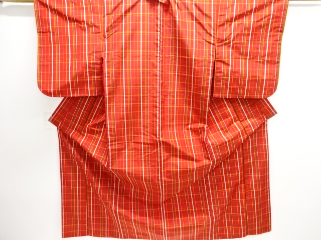 格子織出し米沢紬着物アンサンブル